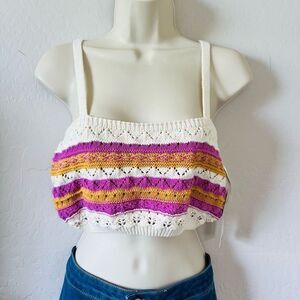 Timing NWT retro sweater crochet tank crop top